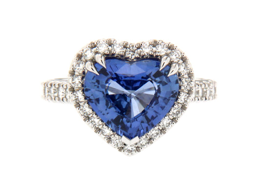 Ceylon Sapphire and Diamond Heart Shape Ring image 0