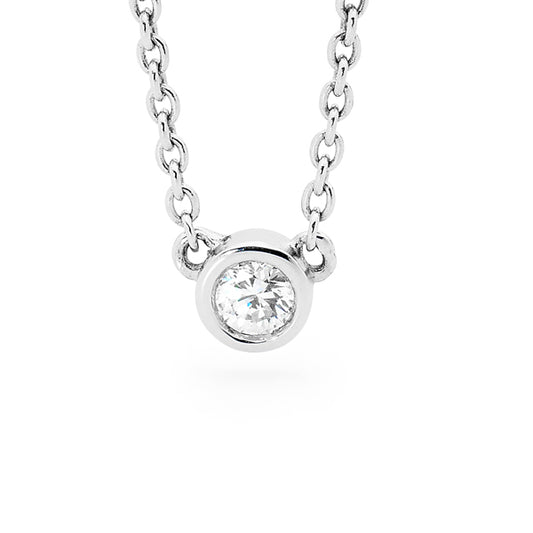 Round Brilliant Cut Diamond Necklace - Fine Gold Chain image 0