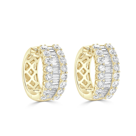 Baguette and Brilliant Cut Diamond Hoops image 0