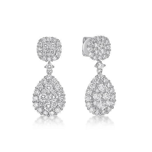 Round Brilliant Cut Diamond Pear Shape Drop Earrings image 0