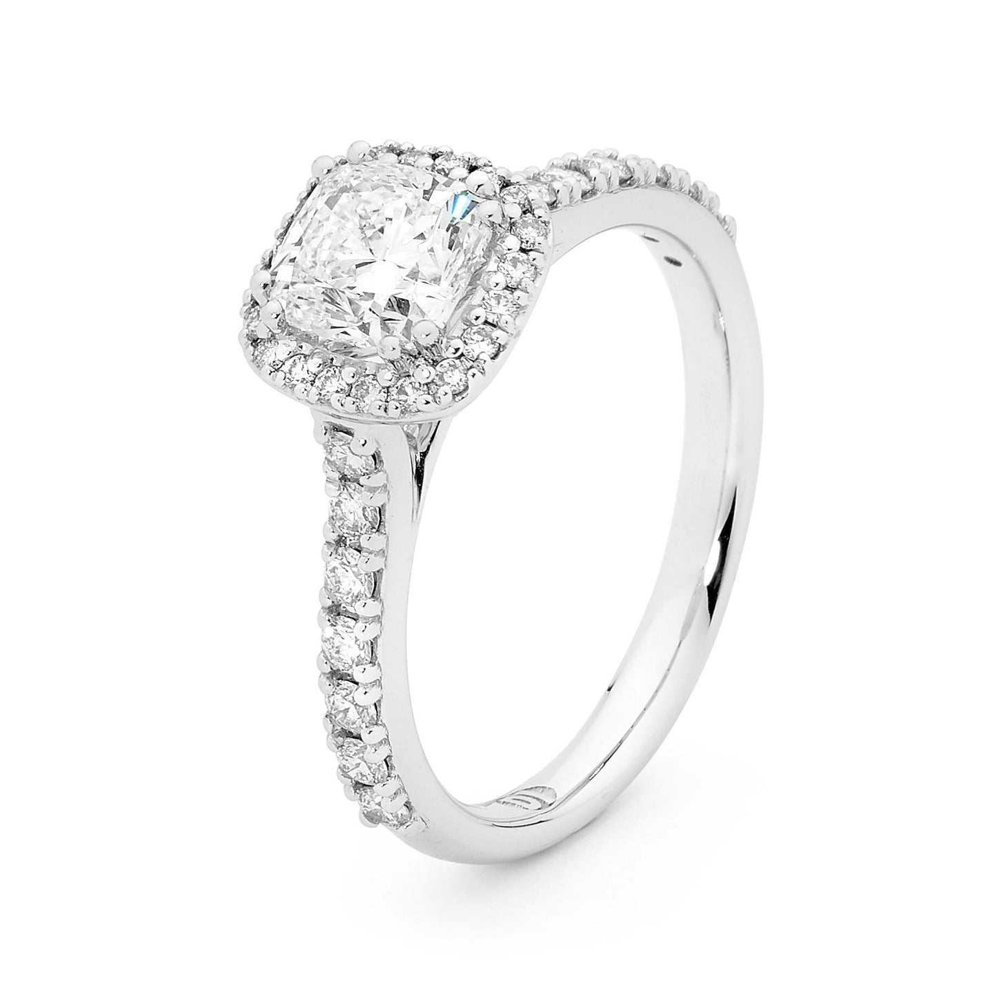 18K Gold Half Carat Cushion Cut Halo Engagement Ring image 1