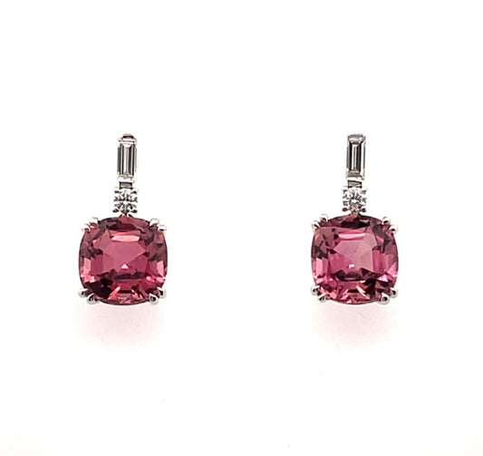 Pink Tourmaline and Diamond Drop Earrings image 0