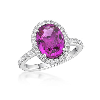 Pink Tourmaline and Diamond Halo Dress Ring image 1