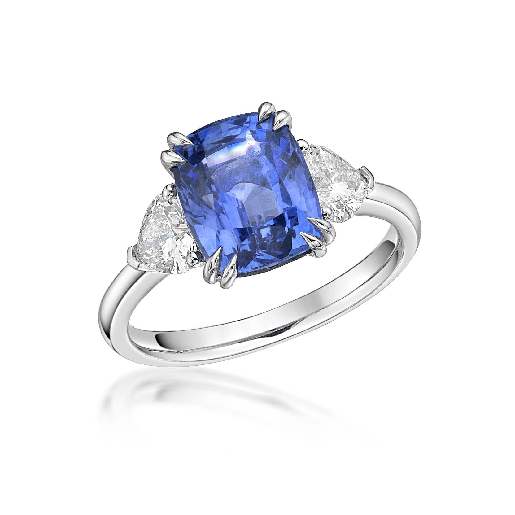 Ceylon Sapphire and Heart Shape Diamond Ring image 1