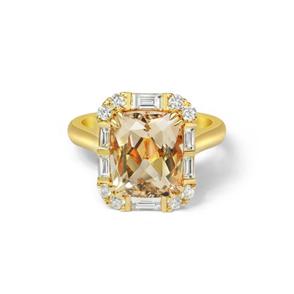 Cushion Cut Peach Morganite and Diamond Dress Ring image 0