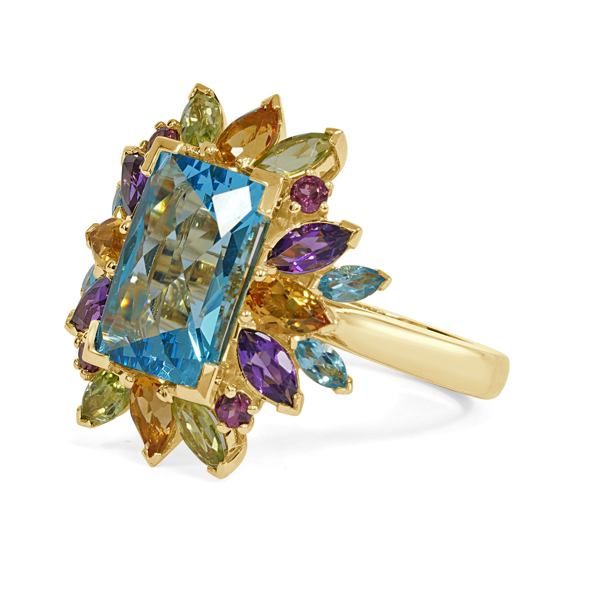 Blue Topaz and Coloured Gemstone Cocktail Ring image 1