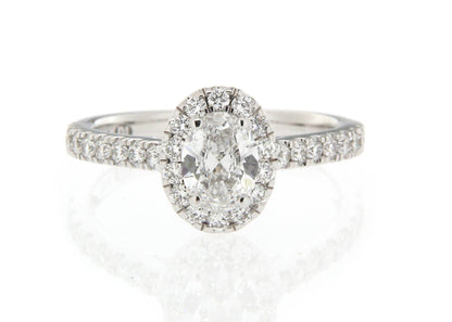 18K 1 Carat Oval Halo Diamond Engagement Ring image 2