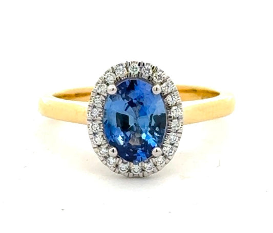 Ceylon Sapphire and Round Brilliant Cut Ring image 0