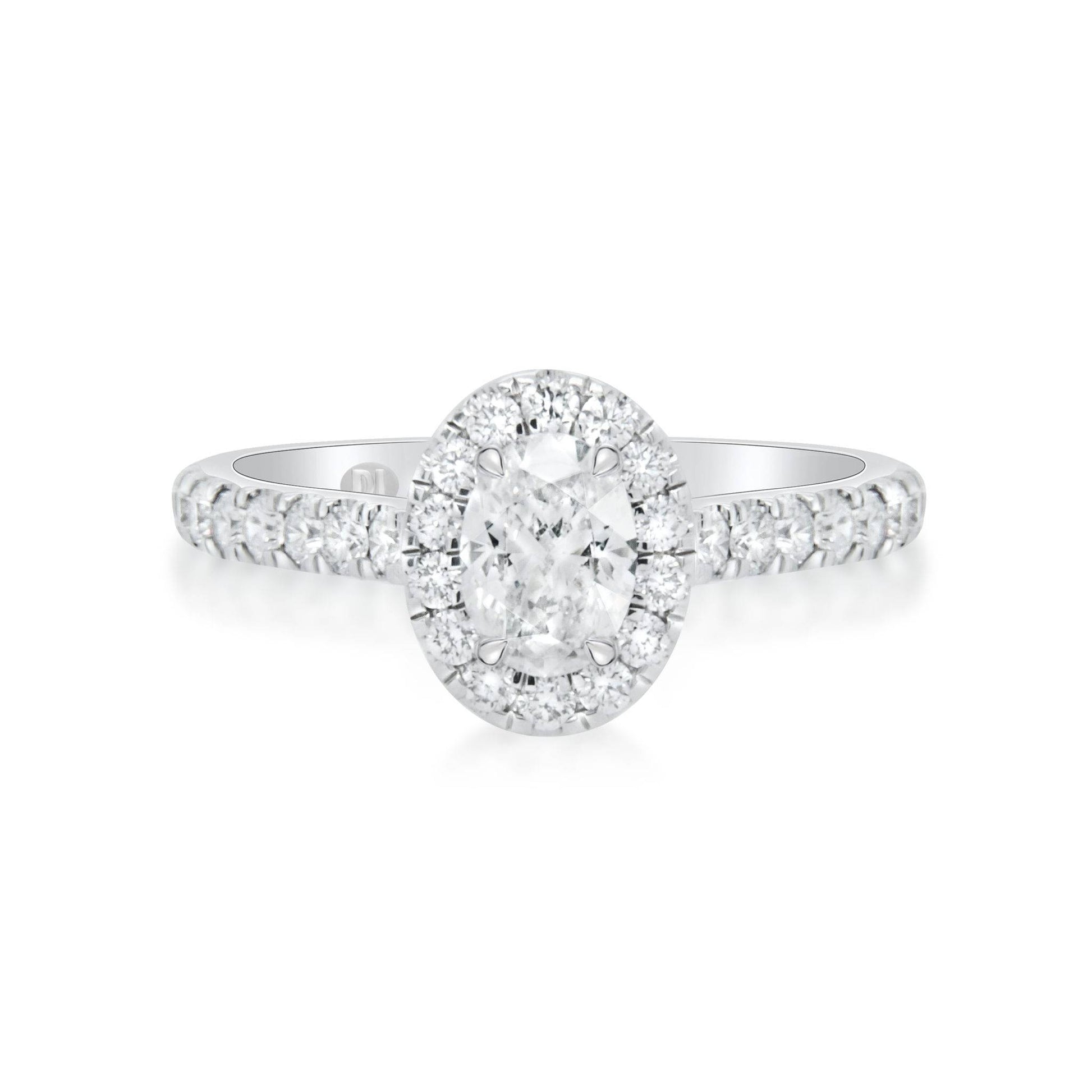 18K 1 Carat Oval Halo Diamond Engagement Ring image 0