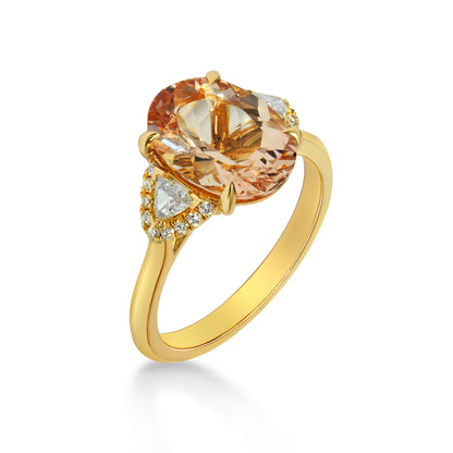 Peach Oval Morganite and Diamond Dress Ring image 1