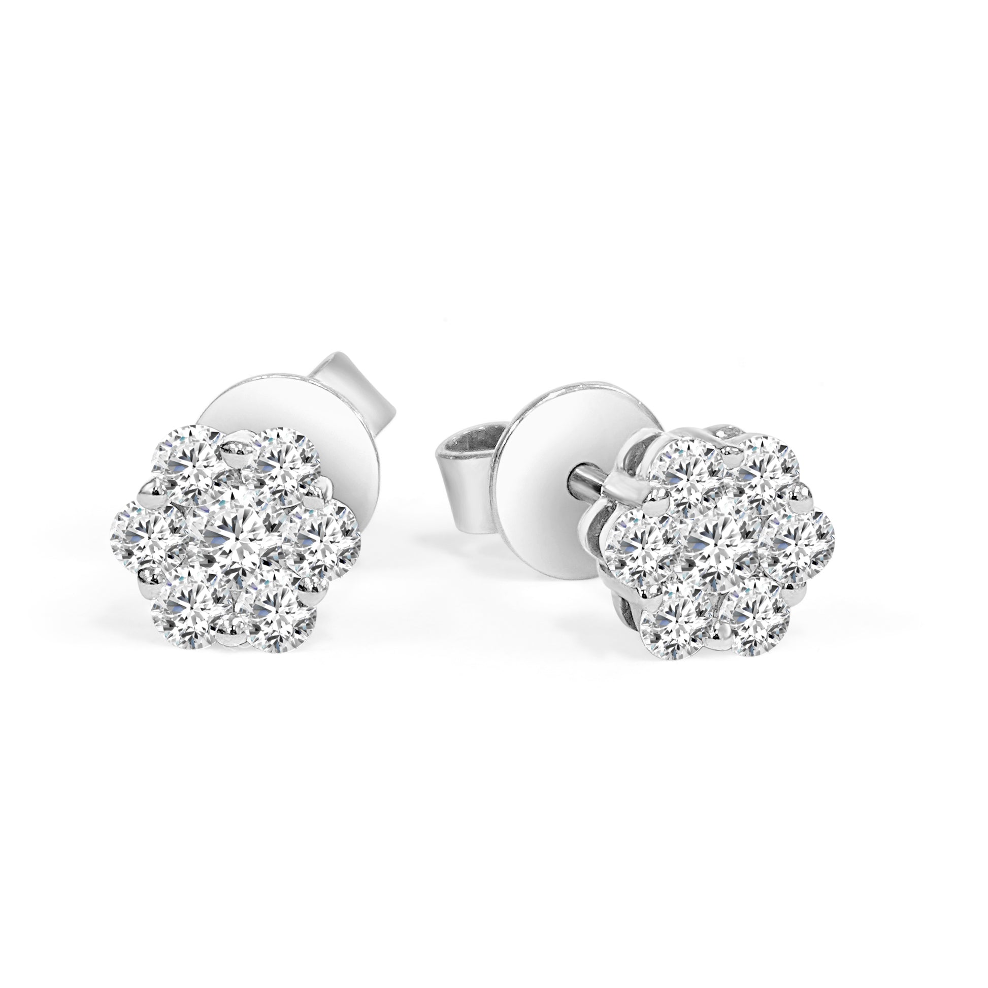Round Brilliant Cut Diamond Cluster Studs image 1