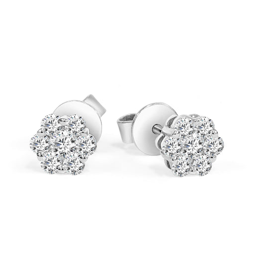 Round Brilliant Cut Diamond Cluster Studs image 1