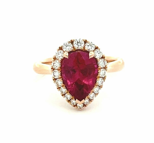 Pear Shape Rubellite and Diamond Dress Ring image 0
