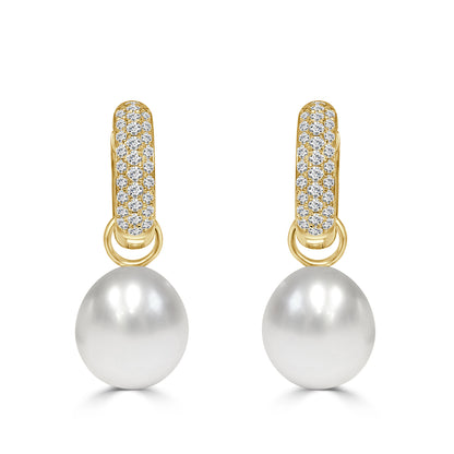 South Sea Pearl Pavé Hoops image 0