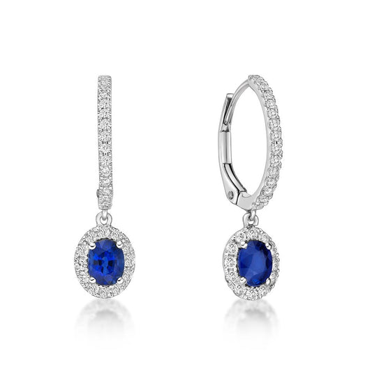 Sapphire and Round Brilliant Cut Diamond Drop Earrings image 0