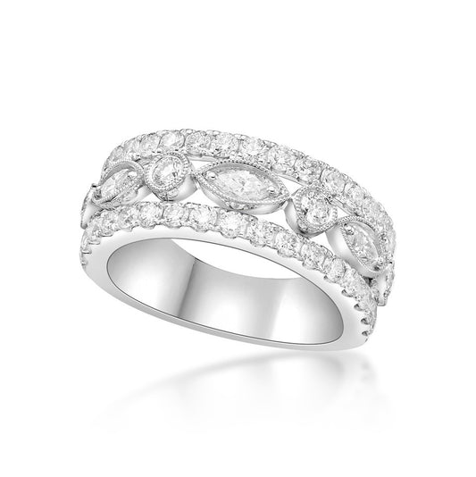 Marquise and Round Brilliant Diamond Dress Ring image 0