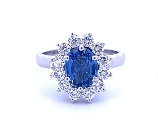 Ceylon Sapphire and Round Brilliant Cut Diamond Ring image 0